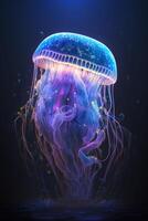 Glowing Deep-Sea Jellyfish A Radiant Beauty in the Darkness photo