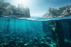 The Mystical Sunken City A Half-Submerged View of Atlantis in Crystal Blue Waters photo