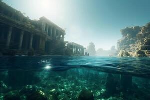 The Mystical Sunken City A Half-Submerged View of Atlantis in Crystal Blue Waters photo