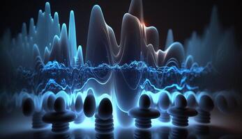 azul frecuencias un resumen exploración de sonido y ligero ai generado foto