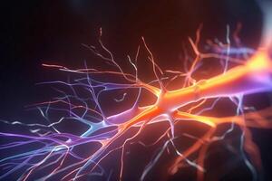 Vibrant 3D Illustration of the Biochemical Process of Nerve Impulses photo