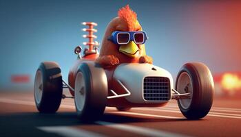 The Cool Chicken Racer Speeding Across the Track in Style photo