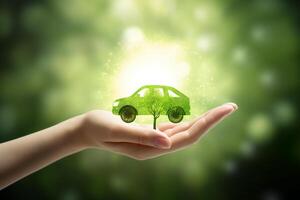 verde energía conducción dentro el futuro con sostenible transporte ai generado foto