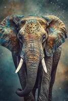 The Majestic Elephant in Sepia A Watercolor Painting photo