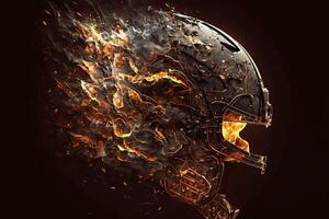 Red Flame Football Helmet Fiery Protection for the Game photo