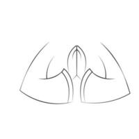 Hands Folded in Namaste or Prayer Simple Vector Illustration in Doodle Style