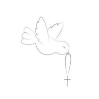 The Symbol of Peace and Blessing is a Dove with a Cross in Doodle Style vector