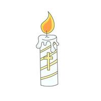 Burning Candle with Cross Simple Illustration in Doodle Style vector