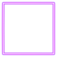 Glowing neon square for your decoration. Neon light, square frame, blank space for text, ultraviolet spectrum. png