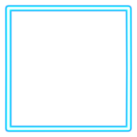 Glowing neon square for your decoration. Neon light, square frame, blank space for text, ultraviolet spectrum. png