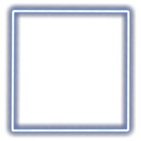 Glowing neon square for your decoration. Neon light, square frame, blank space for text, ultraviolet spectrum. png