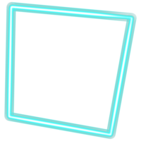 brilhando néon quadrado para seu decoração. néon luz, quadrado quadro, em branco espaço para texto, ultravioleta espectro. png