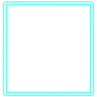 Glowing neon square for your decoration. Neon light, square frame, blank space for text, ultraviolet spectrum. png