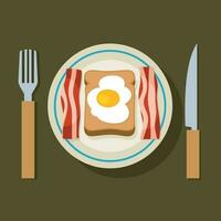 Breakfast Eggs And Bacon, Isolated Background. vector