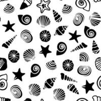 vector pattern sea objects black and white on white isolated