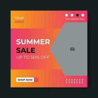 Summer sale social media post template vector