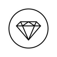 Diamond, gem line icon vector. Precious stone symbol isolated on circle outline background vector