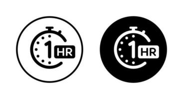 1-hour clock icon vector. Free time symbol concept vector