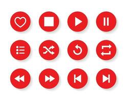 Play, stop, pause, shuffle, repeat, previous, next, favorite, and list icon vector. Elements for music app vector