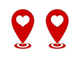 Heart, love location pin icon vector in flat style