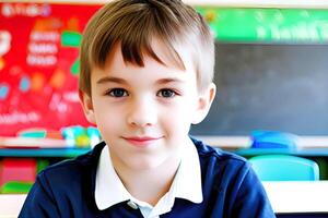 boy student in classroom. . photo