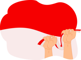twee hand- Holding Indonesisch vlag. Indonesisch onafhankelijkheid dag png