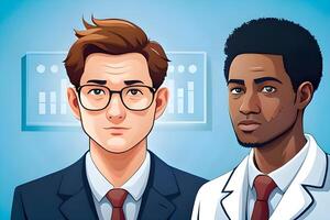 Professional doctors in hospital. Medical Service. Flat Illustration. . photo