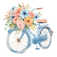 carino acquerello bicicletta con fiori. illustrazione ai generativo png