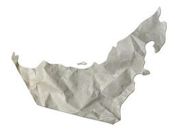 United Arab Emirates map paper texture cut out on white background. photo
