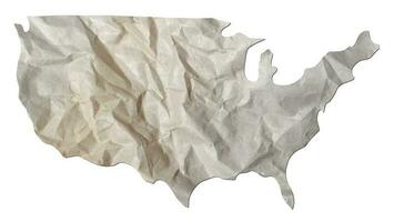 USA map paper texture cut out on white background. photo