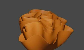 Abstract 3D orange fabric flower shape on grey background photo