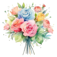 Rose watercolor bouquet. Illustration png