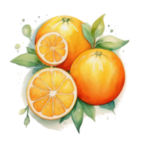 fresco aguarela laranja fruta. ilustração ai generativo png