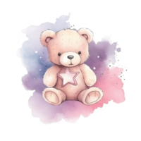 Cute watercolor teddy bear. Illustration png