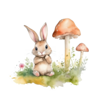 Cute watercolor bunny. Illustration png