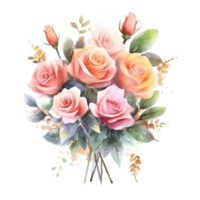 Rose watercolor bouquet. Illustration png