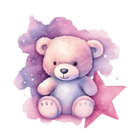 Cute watercolor teddy bear. Illustration png