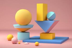 Balance concept. Illustration of colored geometric shapes in 3d style. photo