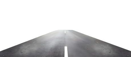 A straight road stretching into the distance on a transparent background. png