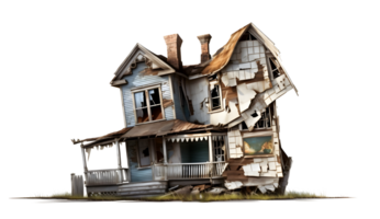 Ruined house on transparent background. png