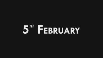 Fifth, 5th February Text Cool and Modern Animation Intro Outro, Colorful Month Date Name, Schedule, History video