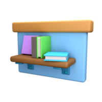 3d icoon weergegeven boekenplank png