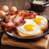 content bacon fried egg breakfast photo