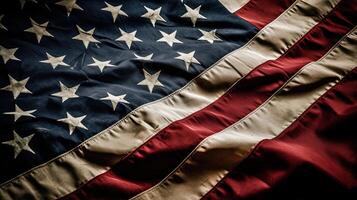 Capturing Image of USA National Fabric Flag Background. Concept of 4th of July, Memorial Day, Veterans Day, American independence Day Celebration, Technology. photo