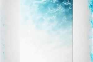 Light Blue Submerged with White Watercolor Background, Abstract Painting. . photo