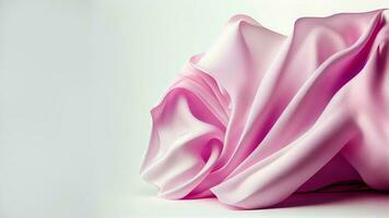 Soft Pink Satin Fabric Against Gray Background. photo