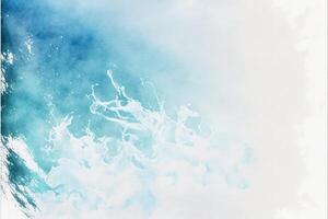 Light Blue Submerged with White Watercolor Background, Abstract Painting. . photo