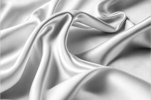 White and Grey Crumpled Satin Pattern Background. Perfect Fabric Cloth for Wallpaper, Clothes and Curtains. Technology. photo