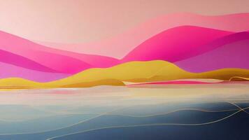 Multicolored Abstract Landscape Art Background With Waves Flowing. photo