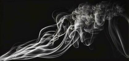 Abstract White Smoke Motion Against Black Background. photo